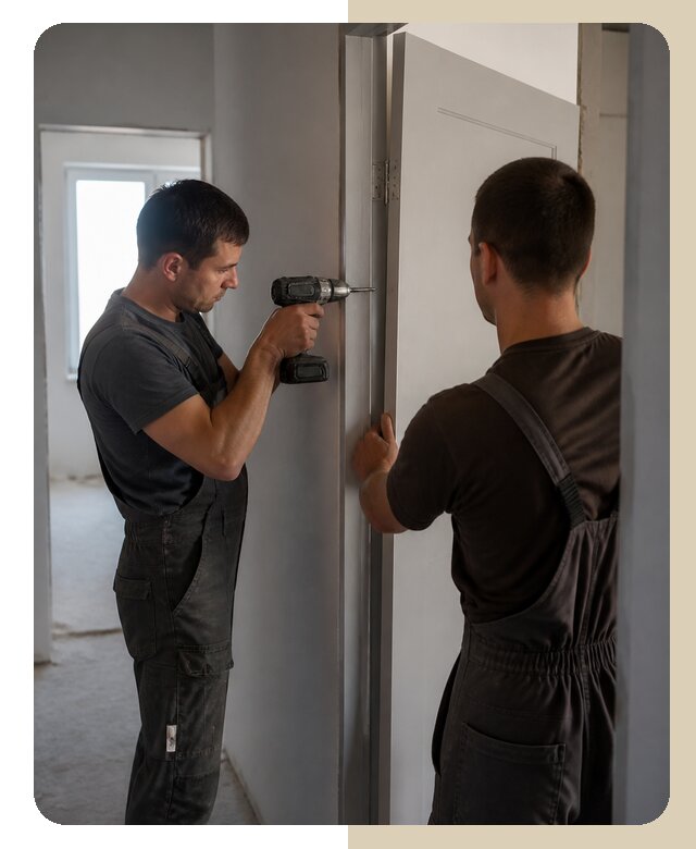Навеска дверного полотна в Соликамске по цене от 2061 р. | Дверной